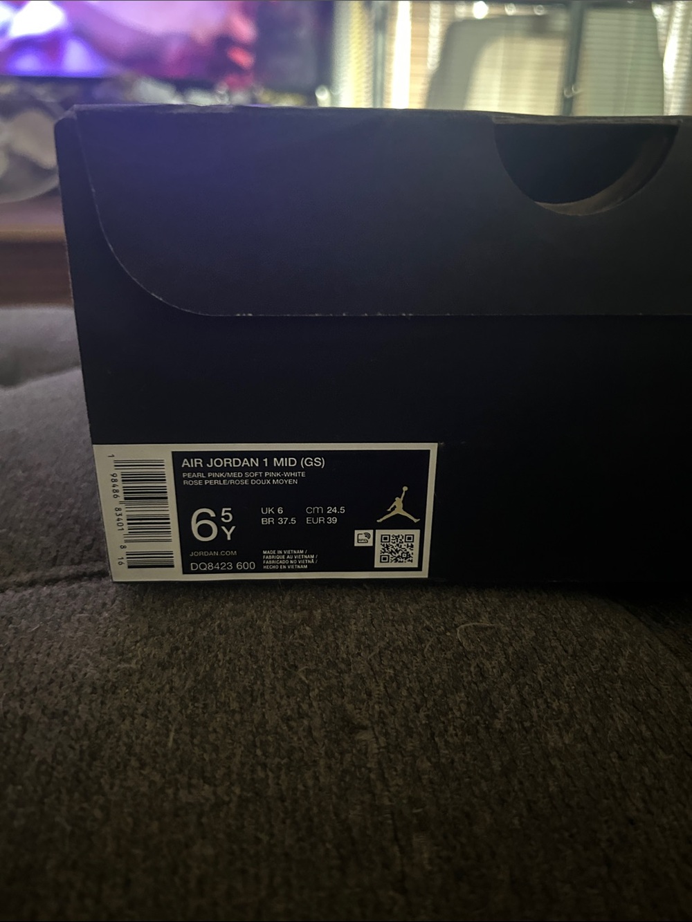 Nike Air Jordan 1 Mid (GS) Pearl Pink/White Box Label